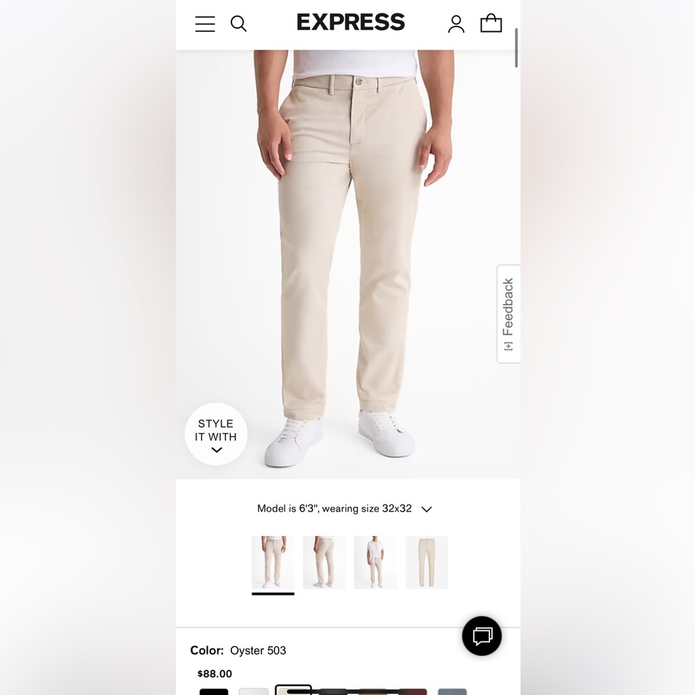 Express Slim Hyper Stretch Chino - Oyster
